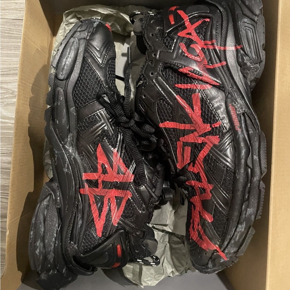 Balenciaga black graffiti runners